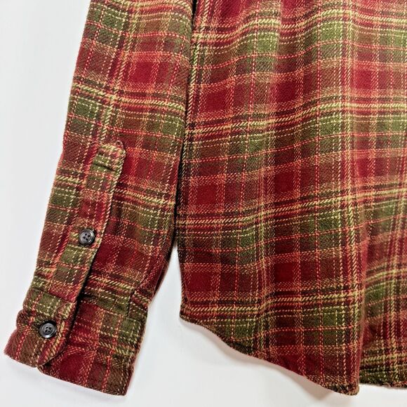 Orvis Mens XL Plaid Flannel Shirt Jacket Red Green Heavyweight Outdoor Workwear - Picture 9 of 15